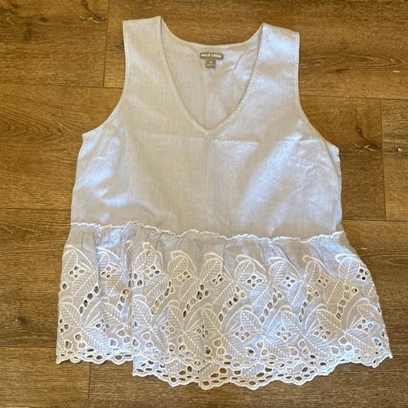 Falls Creek Tops - Blue and white cute tank medium‎